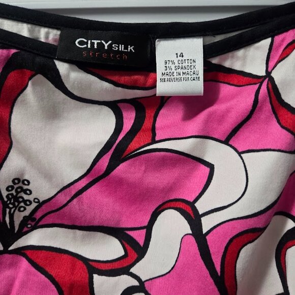 City Silk vibrant‎ pink floral skirt with scallop hem Size 14 - Picture 4 of 5